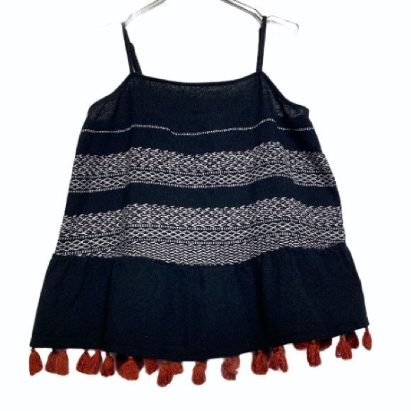 A.N.A Babydoll Tank Top Boho embroidered Black White Rust size M - Picture 4 of 14